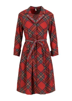 Damen Blutsgeschwister Knielange Kleider|Blusenkleid Zauberknopf und Kragen
