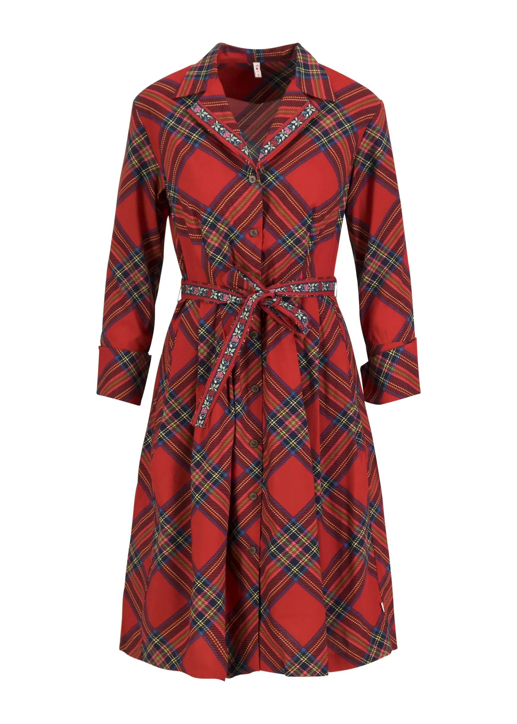 Damen Blutsgeschwister Knielange Kleider|Blusenkleid Zauberknopf und Kragen