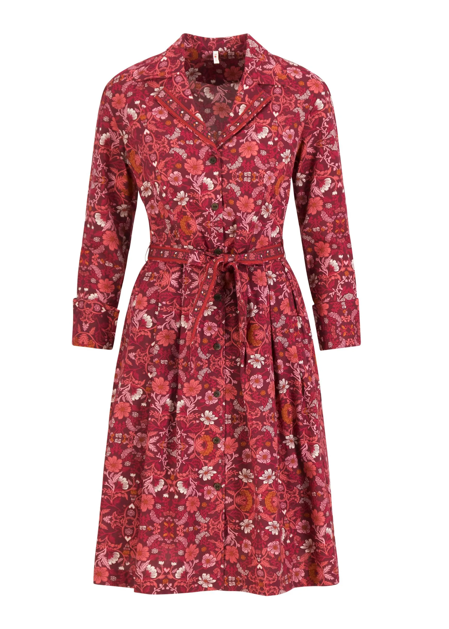 Damen Blutsgeschwister Knielange Kleider|Blusenkleid Zauberknopf und Kragen