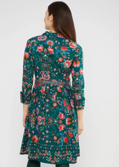 Damen Blutsgeschwister Knielange Kleider|Blusenkleid Zauberknopf und Kragen
