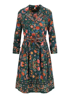 Damen Blutsgeschwister Knielange Kleider|Blusenkleid Zauberknopf und Kragen