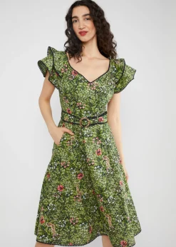 Damen Blutsgeschwister Knielange Kleider|Festliches Kleid Falbala Festival