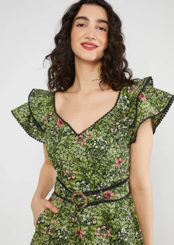 Damen Blutsgeschwister Knielange Kleider|Festliches Kleid Falbala Festival