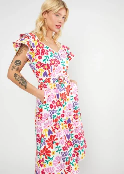 Damen Blutsgeschwister Knielange Kleider|Festliches Kleid Falbala Festival