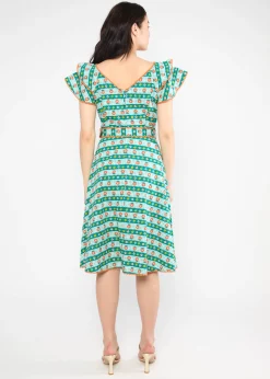 Damen Blutsgeschwister Knielange Kleider|Festliches Kleid Falbala Festival
