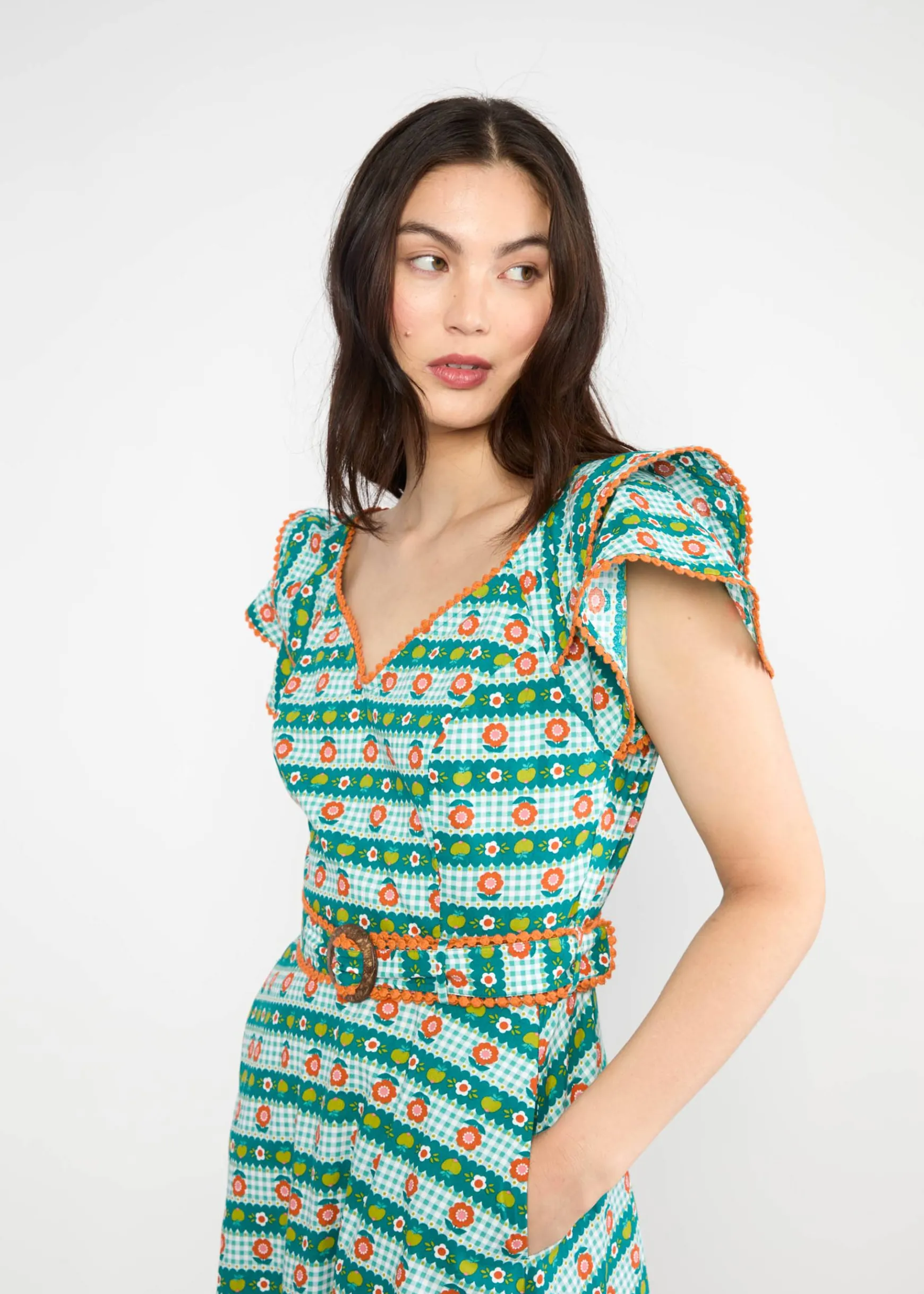 Damen Blutsgeschwister Knielange Kleider|Festliches Kleid Falbala Festival