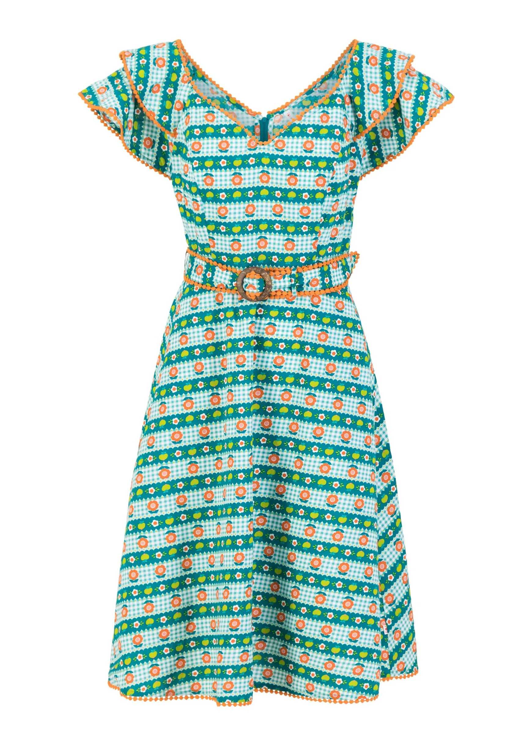 Damen Blutsgeschwister Knielange Kleider|Festliches Kleid Falbala Festival