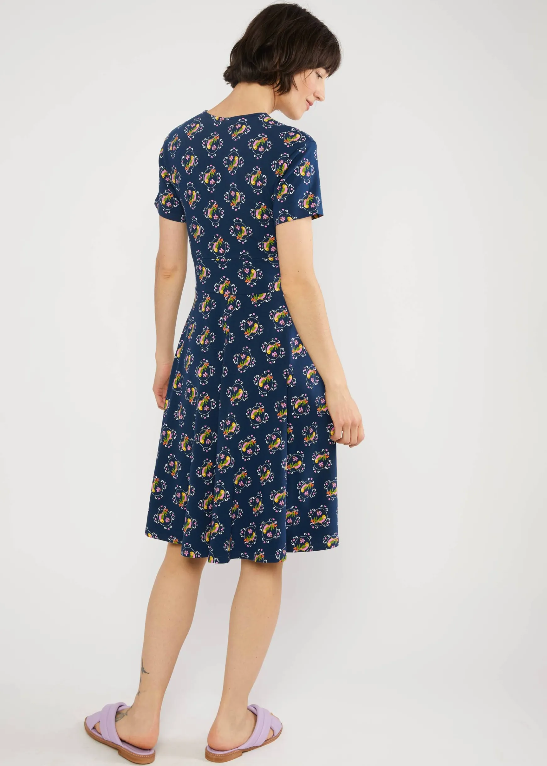 Damen Blutsgeschwister Jerseykleider|Knielange Kleider|Freizeitkleid Shalala Tralala Spring