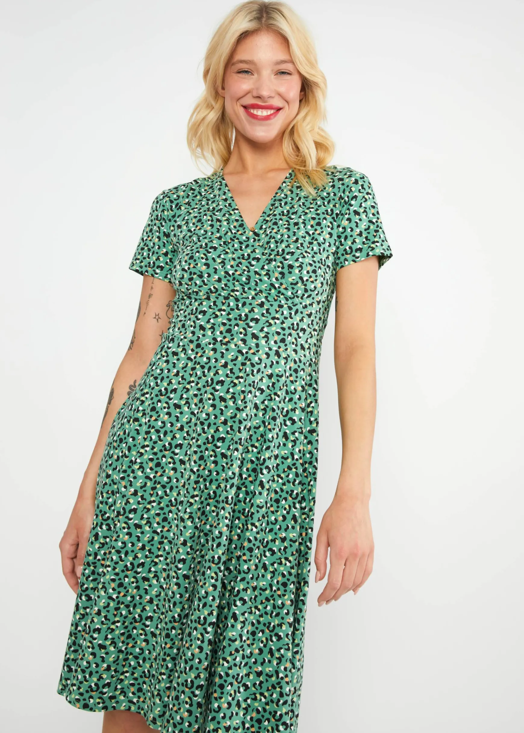 Damen Blutsgeschwister Jerseykleider|Knielange Kleider|Freizeitkleid Shalala Tralala Spring