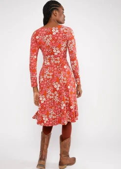 Damen Blutsgeschwister Jerseykleider|Knielange Kleider|Herbstkleid Hot Knot