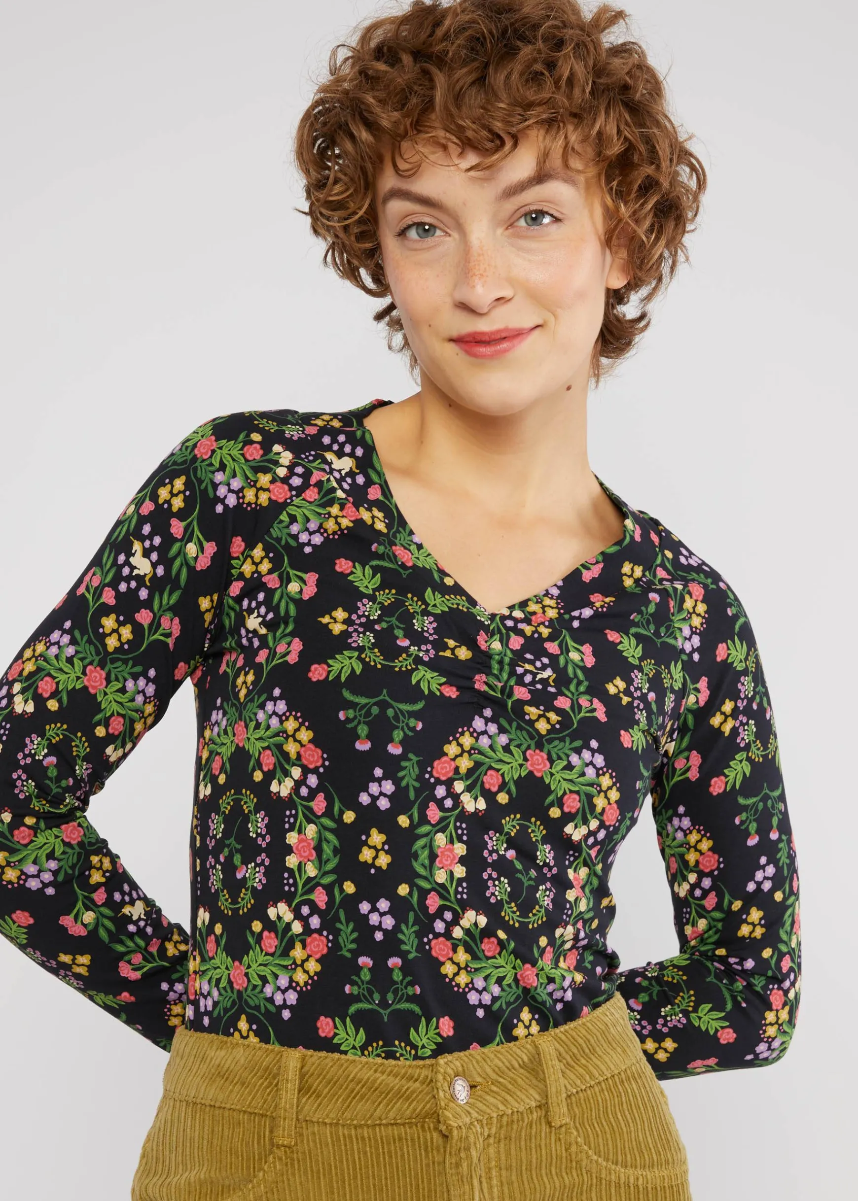 Damen Blutsgeschwister Longsleeves|V-Ausschnitt|Longsleeve Savoir Vivre Sage