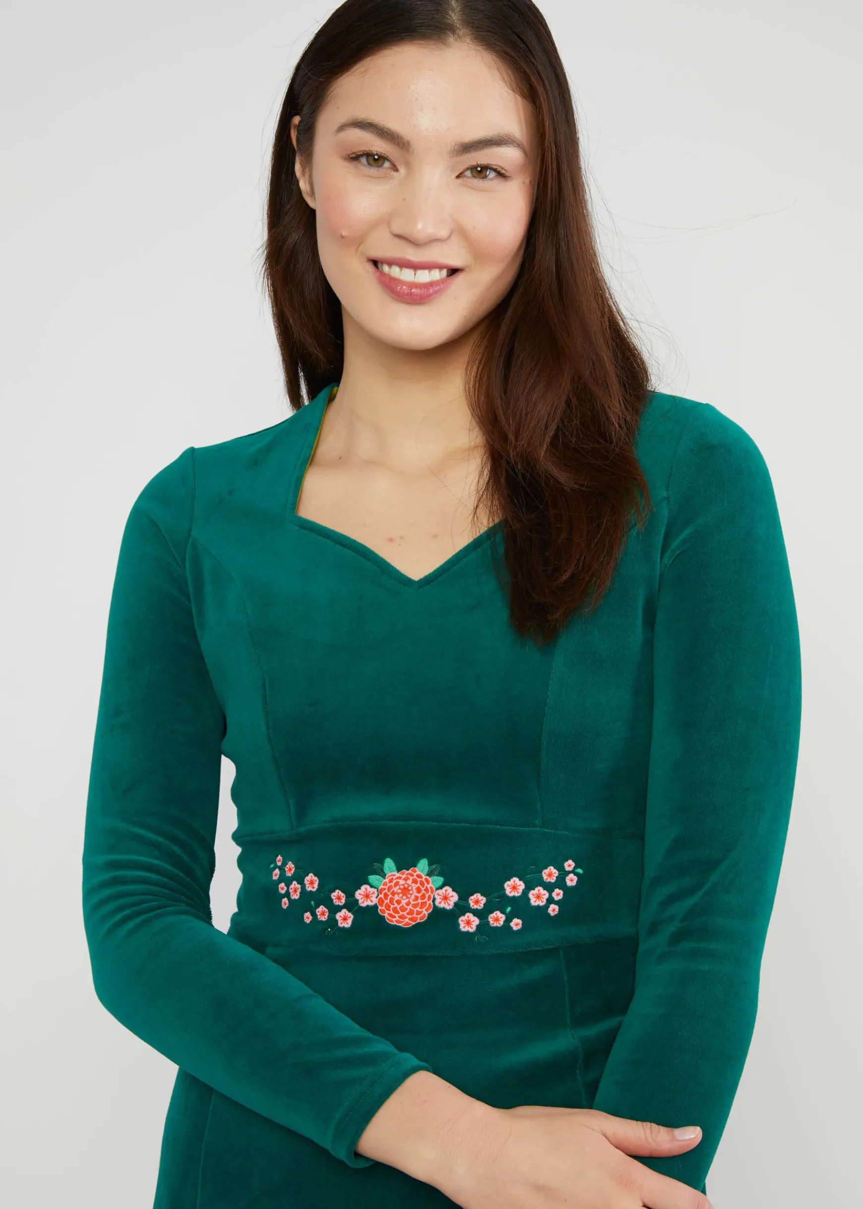 Damen Blutsgeschwister Knielange Kleider|Midikleid Velvet Glamour Heart