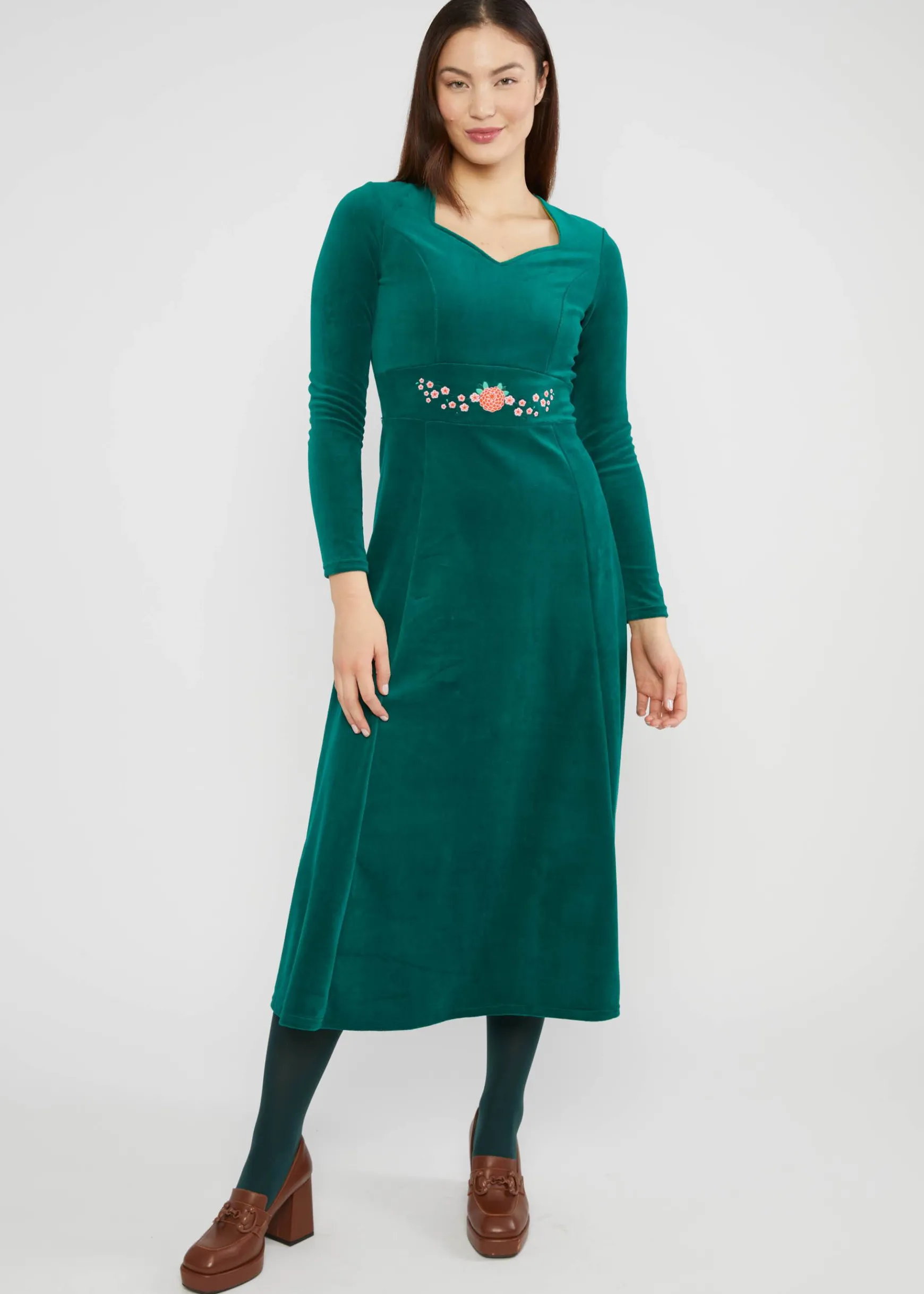 Damen Blutsgeschwister Knielange Kleider|Midikleid Velvet Glamour Heart