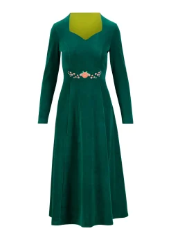 Damen Blutsgeschwister Knielange Kleider|Midikleid Velvet Glamour Heart