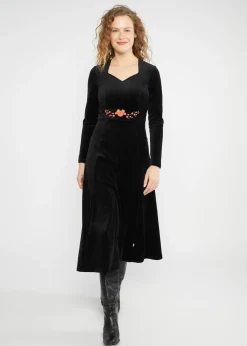 Damen Blutsgeschwister Knielange Kleider|Midikleid Velvet Glamour Heart