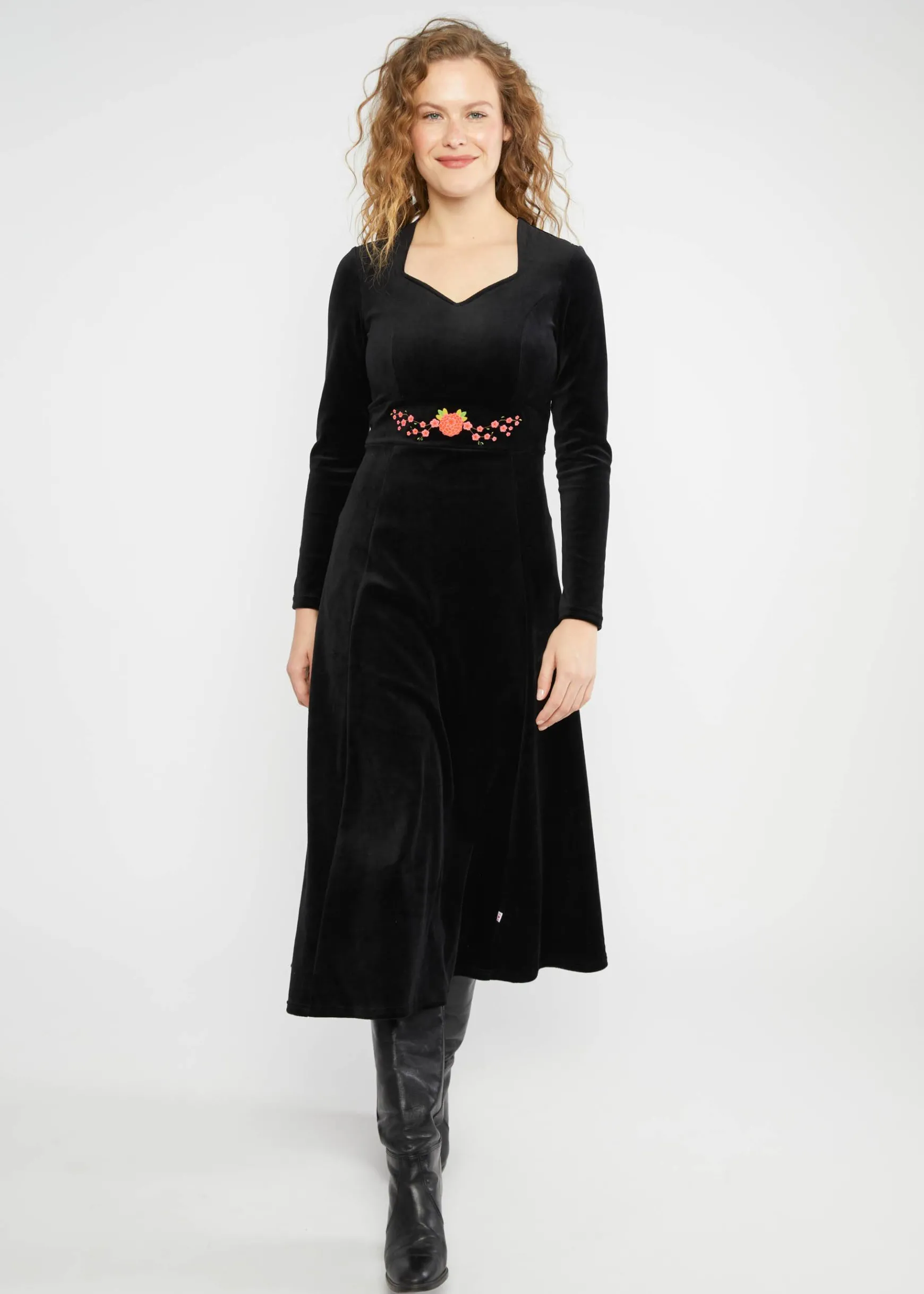 Damen Blutsgeschwister Knielange Kleider|Midikleid Velvet Glamour Heart