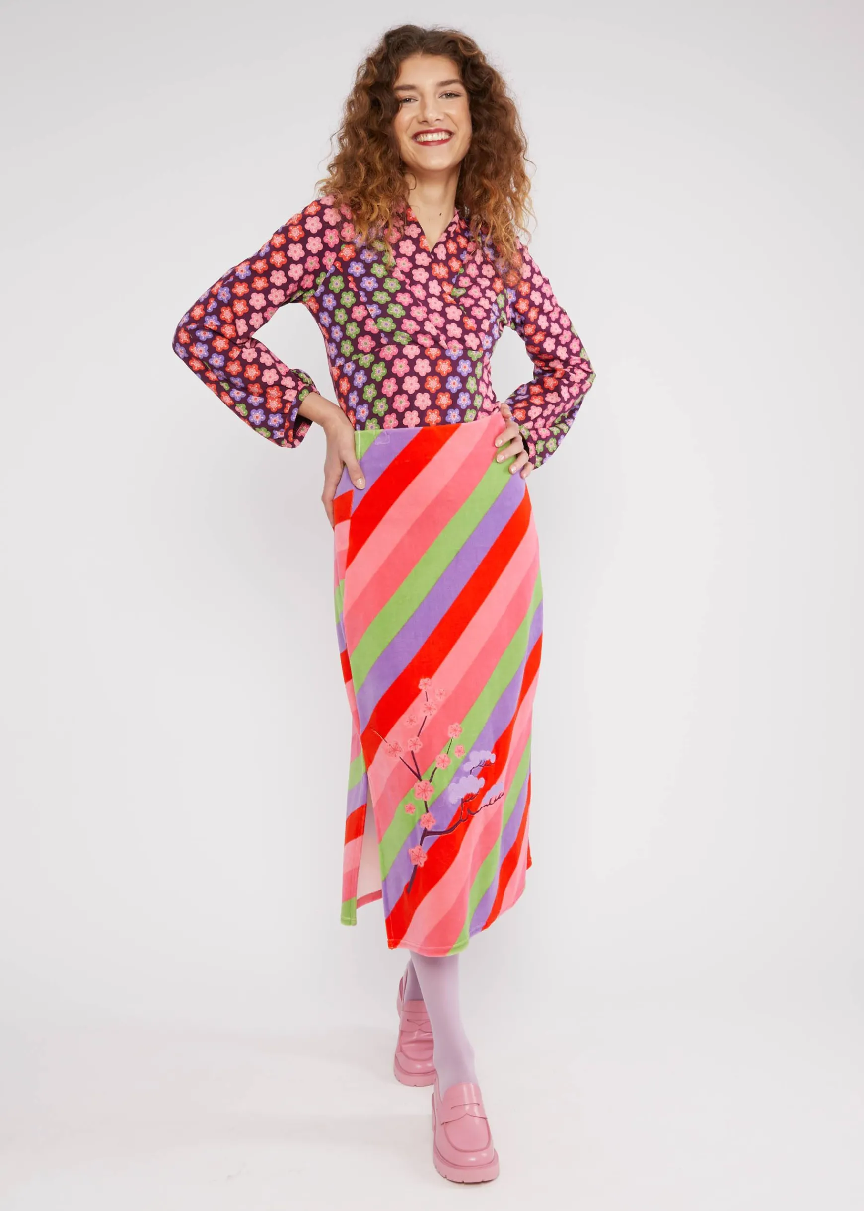 Damen Blutsgeschwister Midiröcke|Midirock Velvet Blossom Breeze