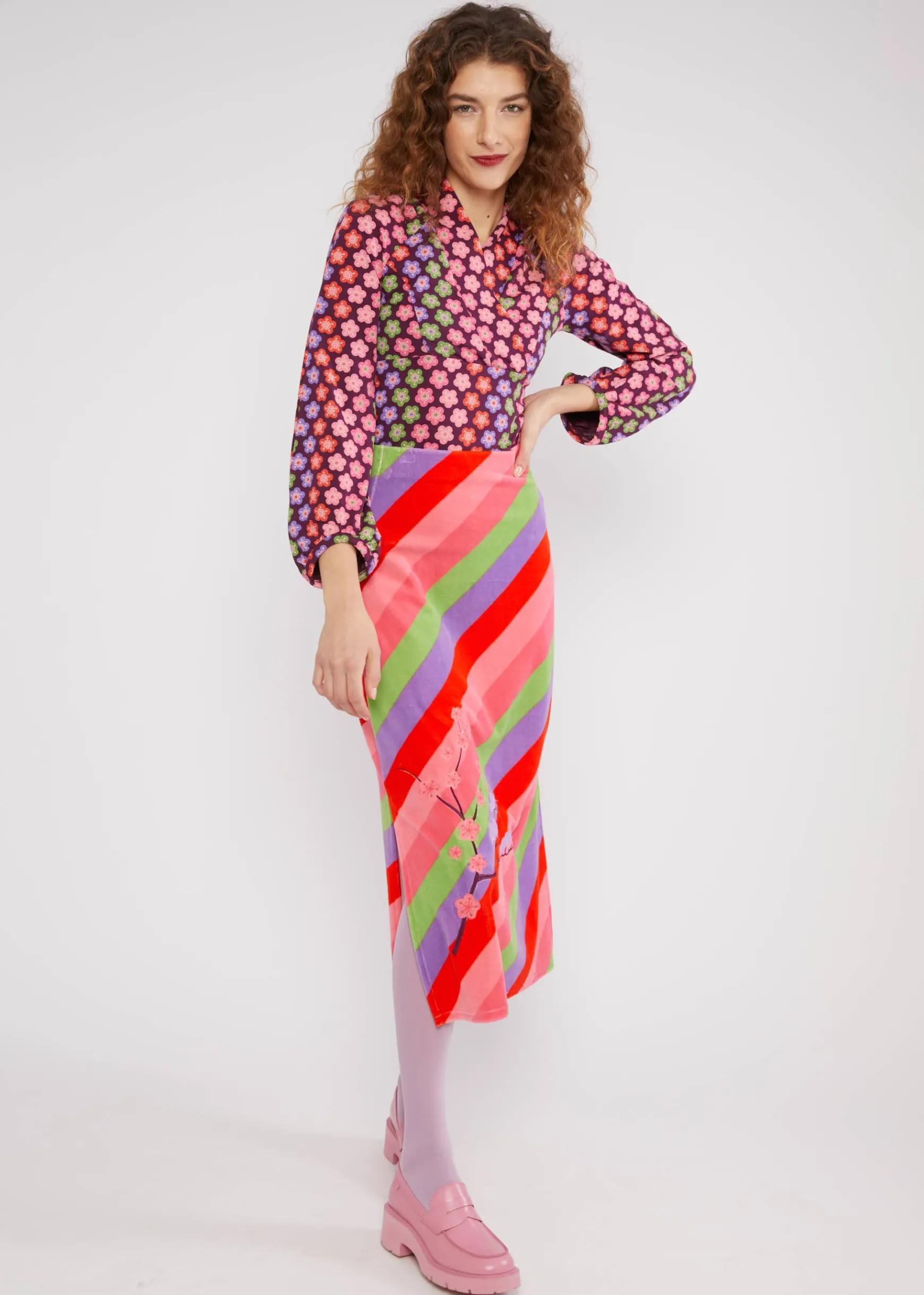 Damen Blutsgeschwister Midiröcke|Midirock Velvet Blossom Breeze