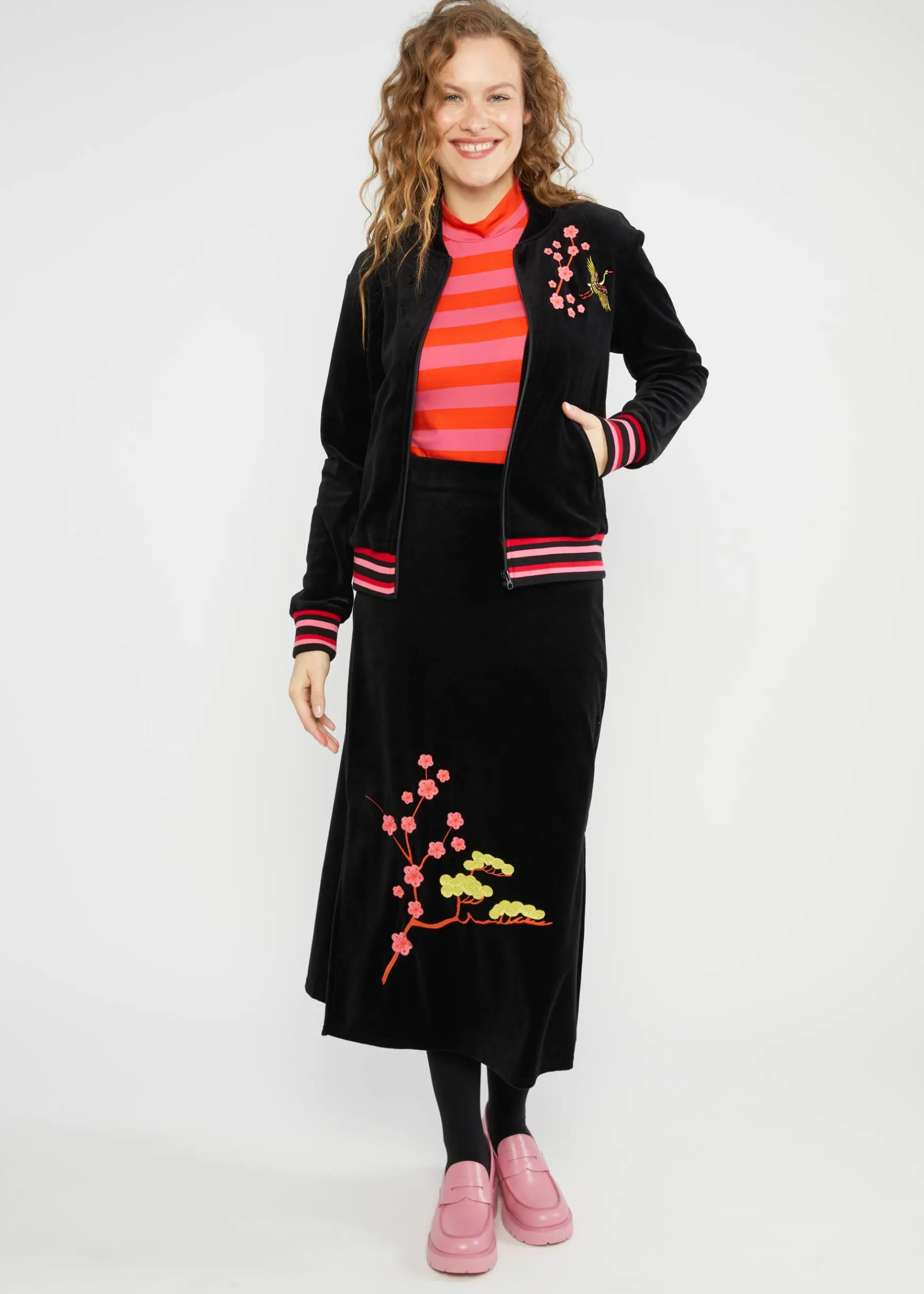 Damen Blutsgeschwister Midiröcke|Midirock Velvet Blossom Breeze