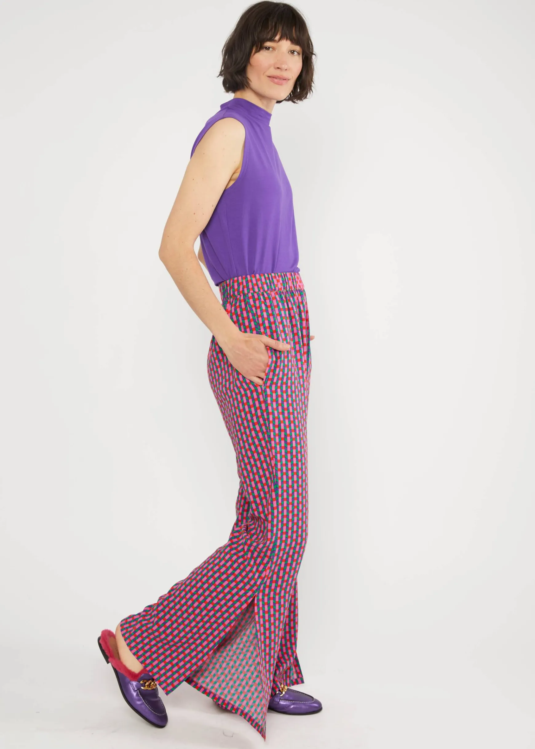 Damen Blutsgeschwister Stoffhosen|Boyfriend-Hosen|Schlaghose Flarebunny