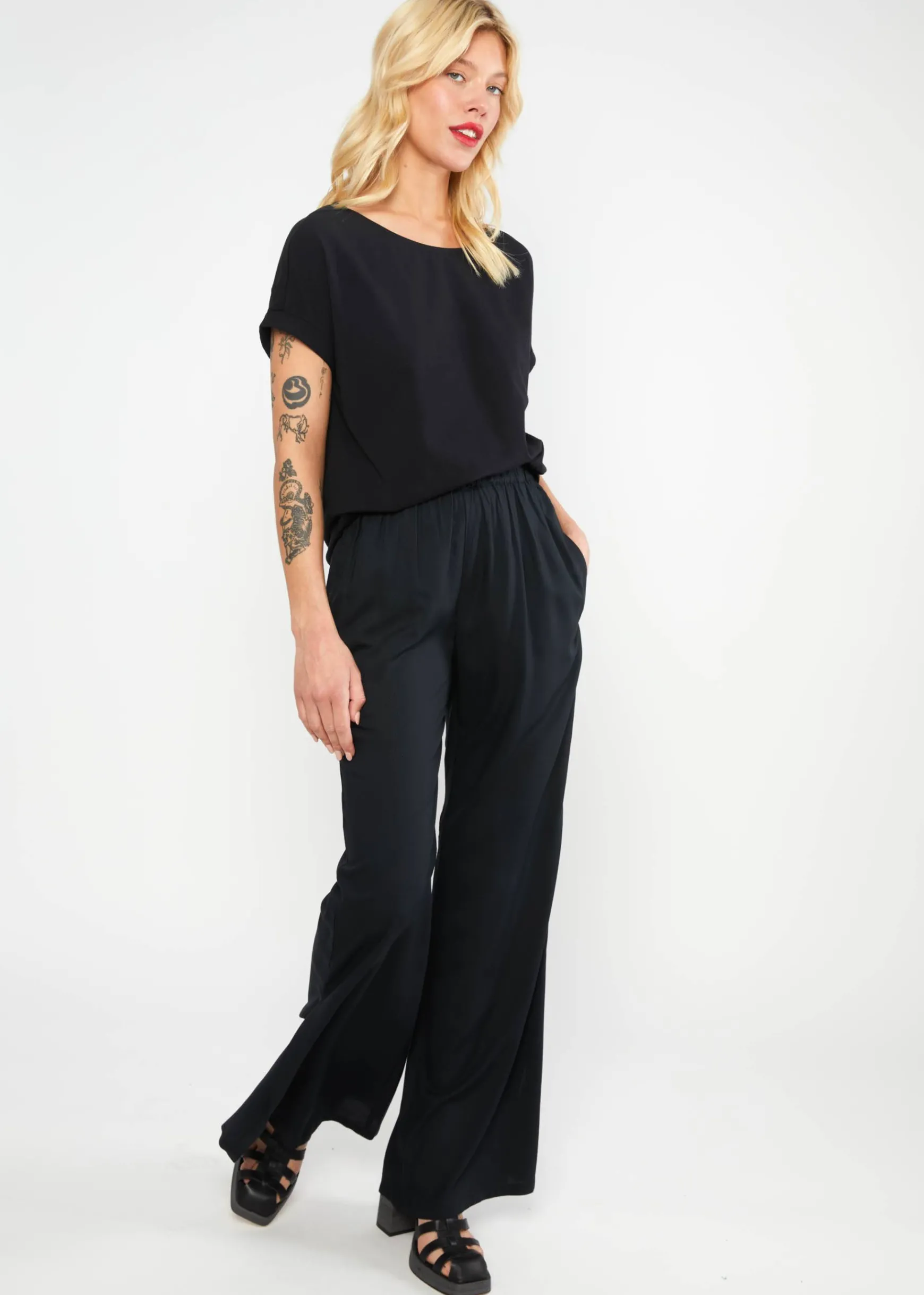 Damen Blutsgeschwister Stoffhosen|Boyfriend-Hosen|Schlaghose Flarebunny