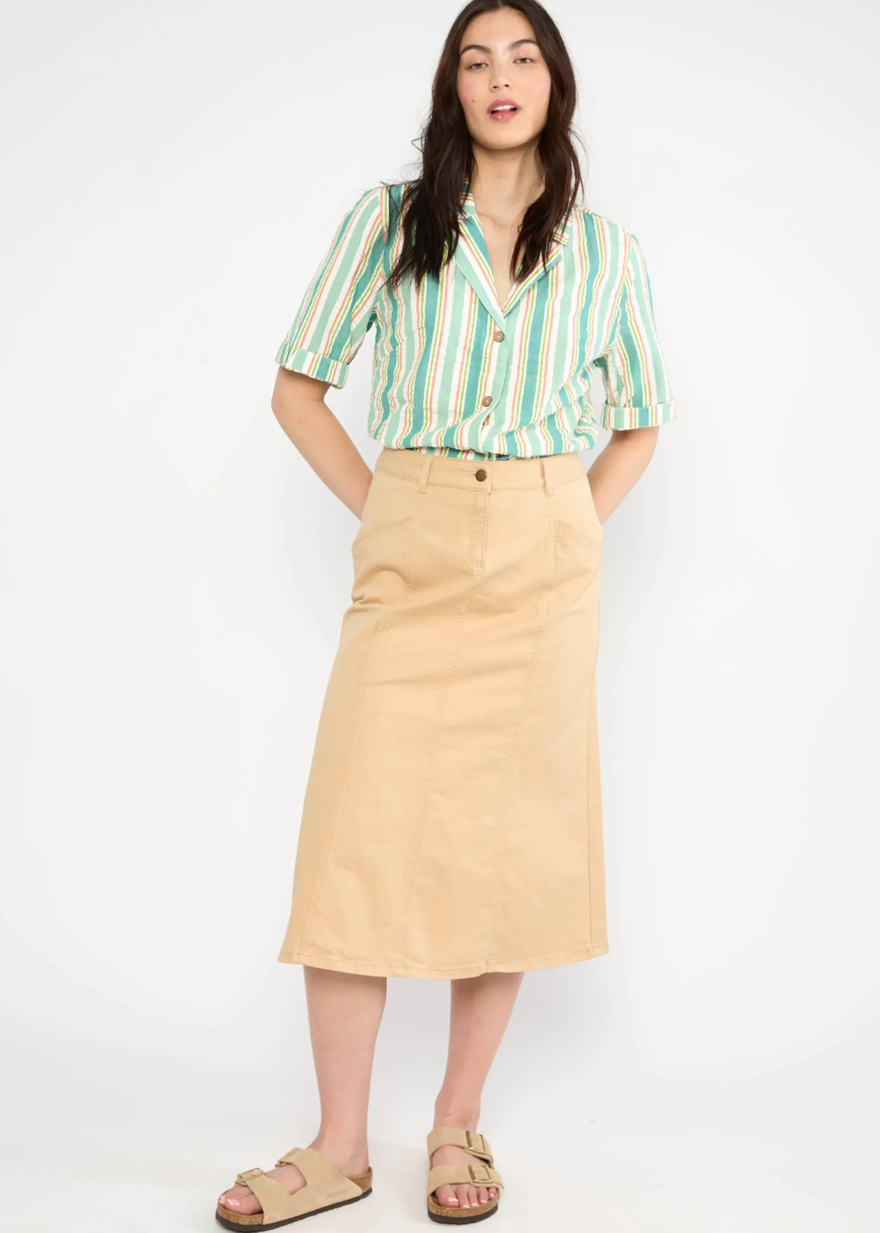 Damen Blutsgeschwister T-Shirts|Blusen|Seersucker Hemd Shimmy Chic