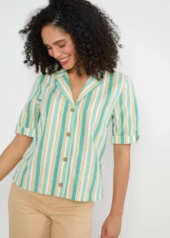 Damen Blutsgeschwister T-Shirts|Blusen|Seersucker Hemd Shimmy Chic