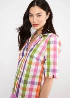 Damen Blutsgeschwister T-Shirts|Blusen|Seersucker Hemd Shimmy Chic
