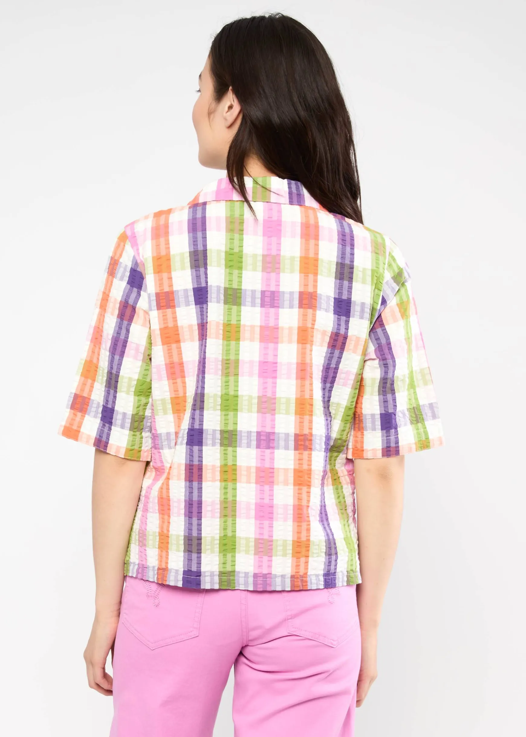 Damen Blutsgeschwister T-Shirts|Blusen|Seersucker Hemd Shimmy Chic