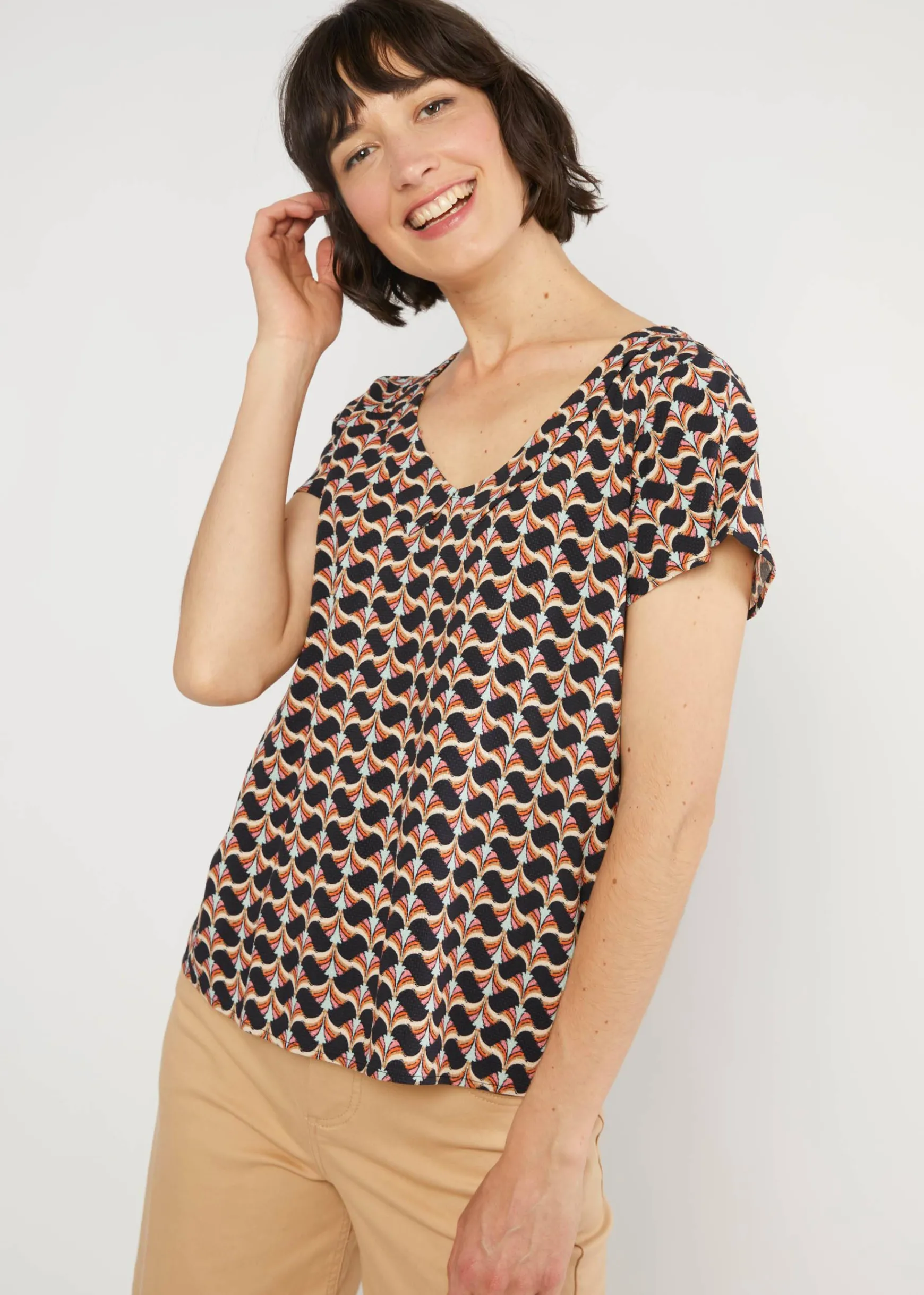 Damen Blutsgeschwister T-Shirts|V-Ausschnitt|Sommerbluse Feed the Birds