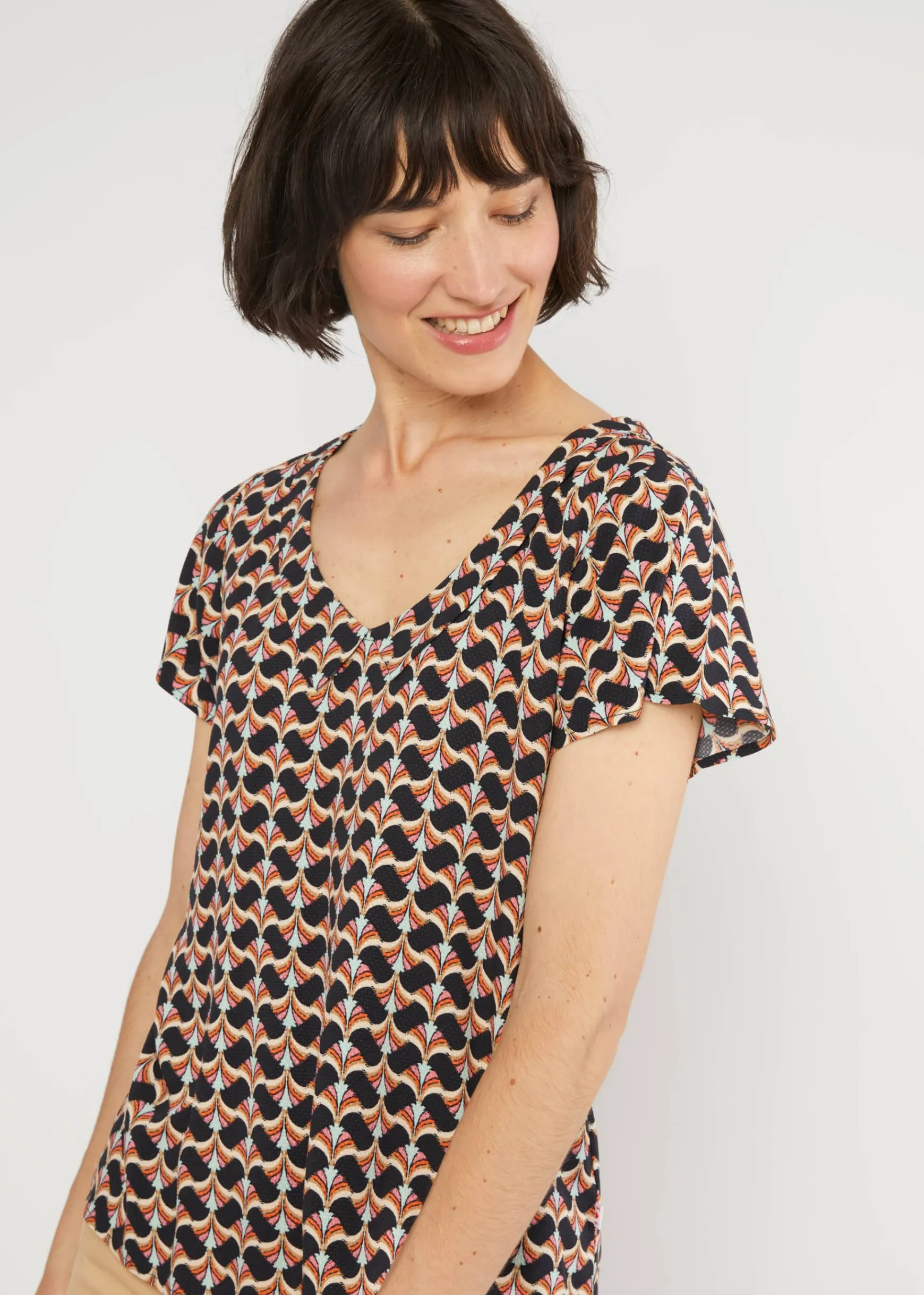 Damen Blutsgeschwister T-Shirts|V-Ausschnitt|Sommerbluse Feed the Birds