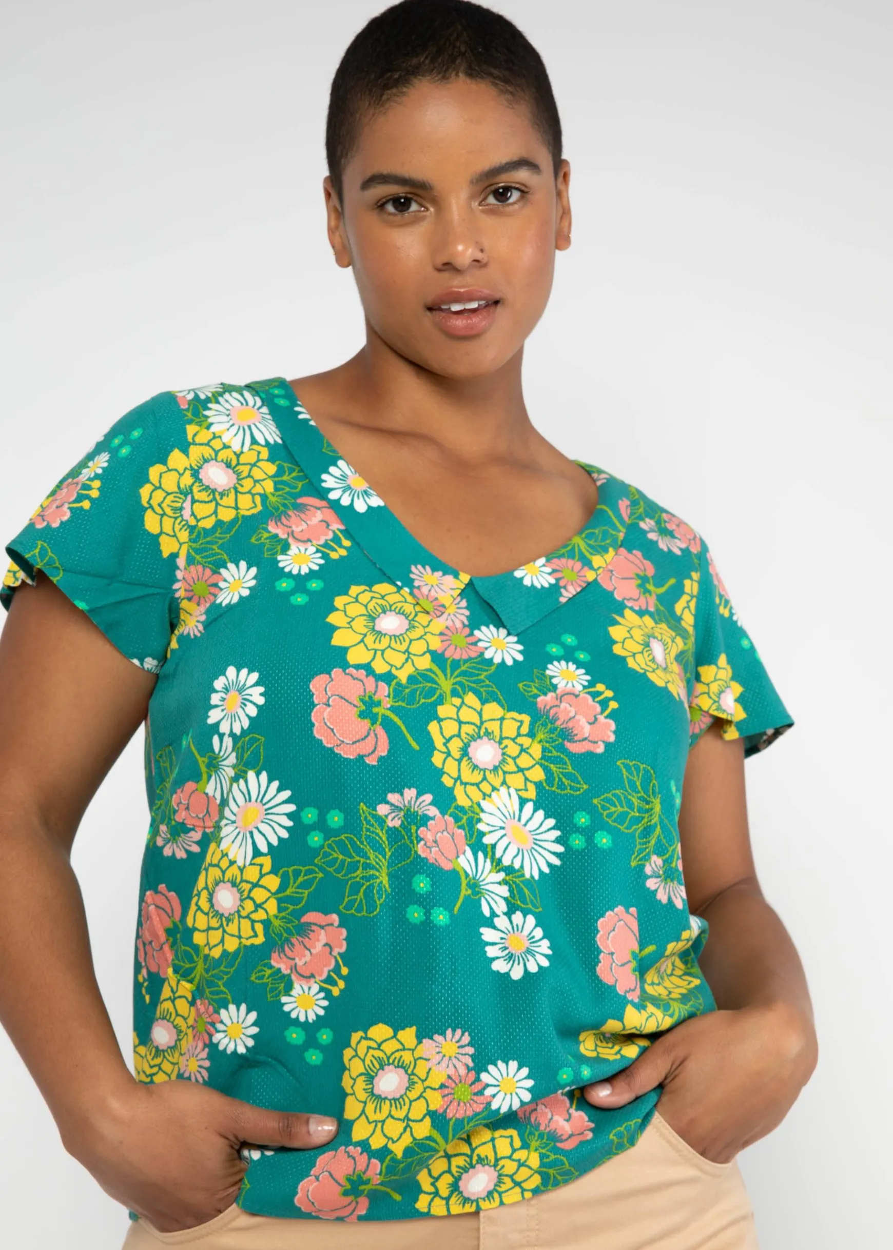 Damen Blutsgeschwister T-Shirts|V-Ausschnitt|Sommerbluse Feed the Birds