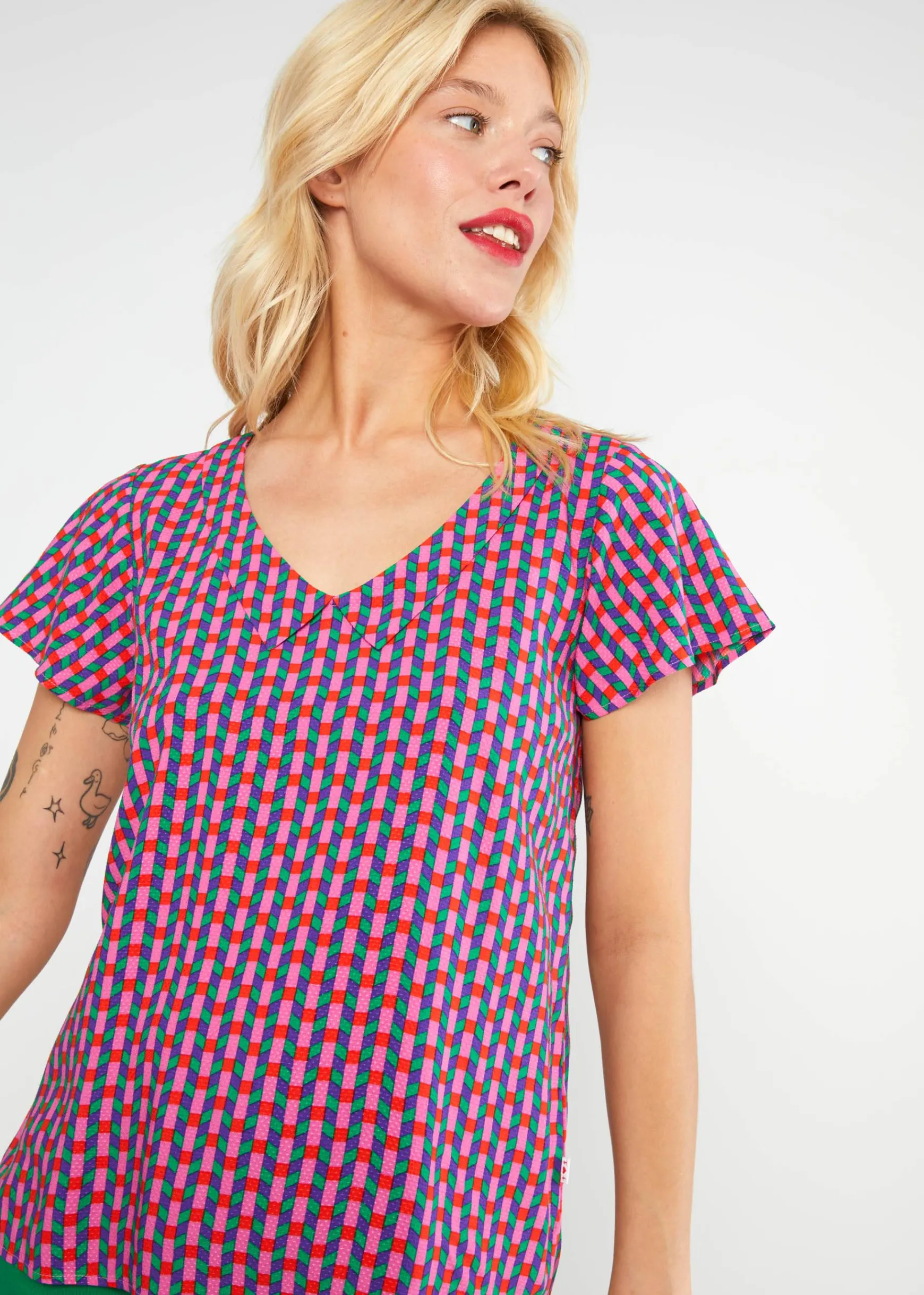 Damen Blutsgeschwister T-Shirts|V-Ausschnitt|Sommerbluse Feed the Birds
