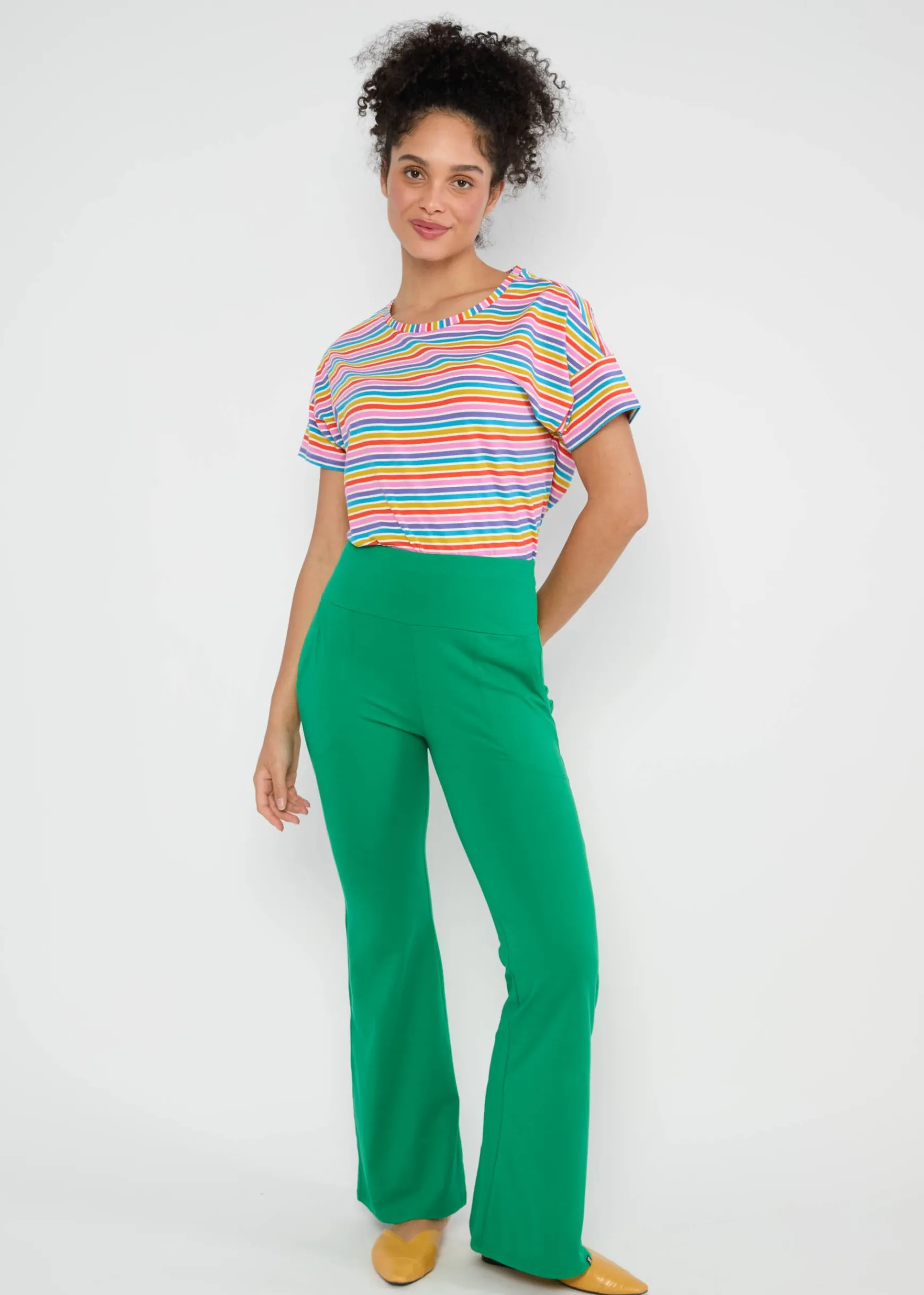 Damen Blutsgeschwister Stoffhosen|Sommerhosen|Sommerhose Logo Easy Flared