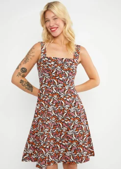 Damen Blutsgeschwister Jerseykleider|Knielange Kleider|Sommerkleid Strapteaserette