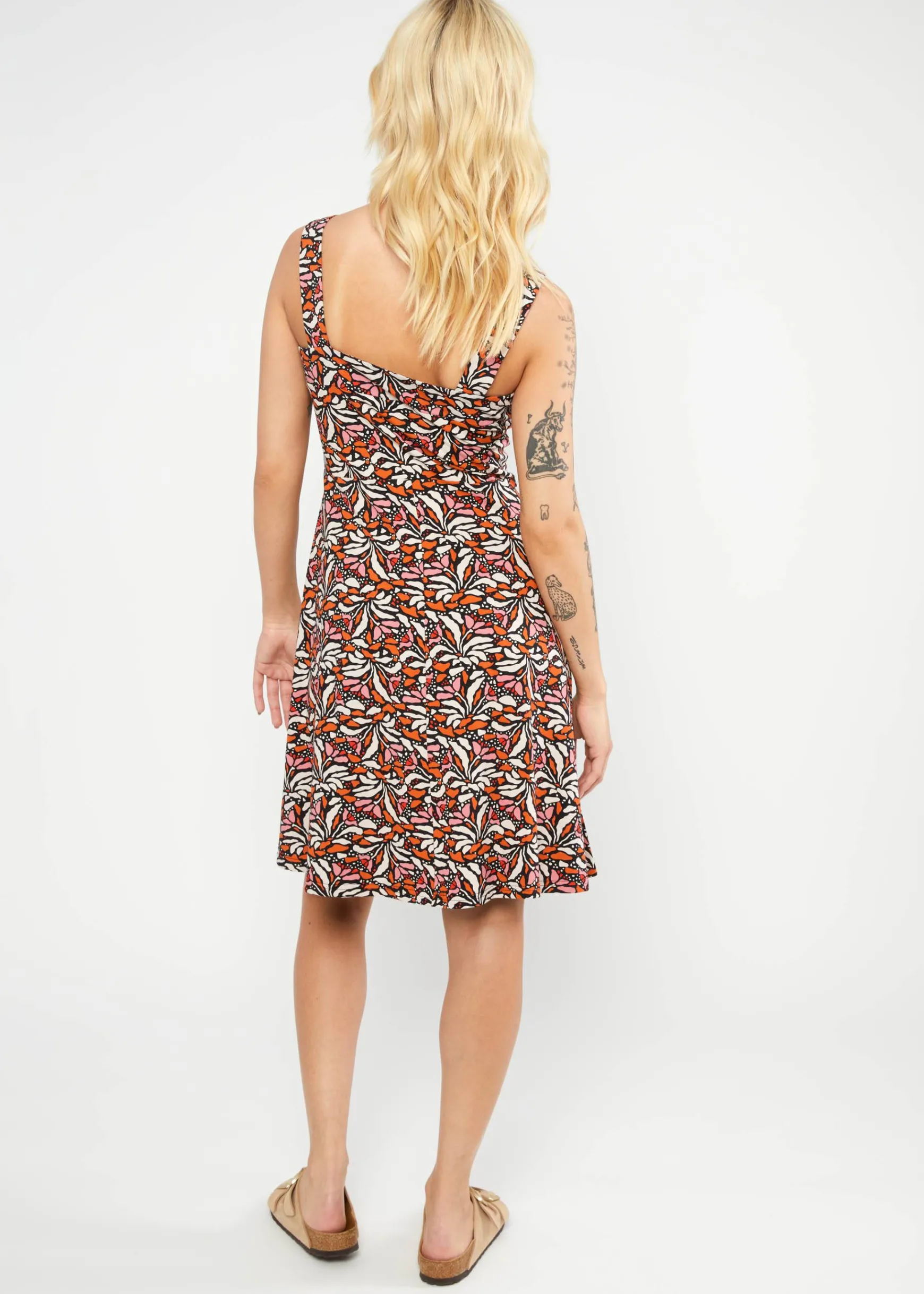 Damen Blutsgeschwister Jerseykleider|Knielange Kleider|Sommerkleid Strapteaserette