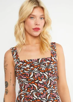 Damen Blutsgeschwister Jerseykleider|Knielange Kleider|Sommerkleid Strapteaserette
