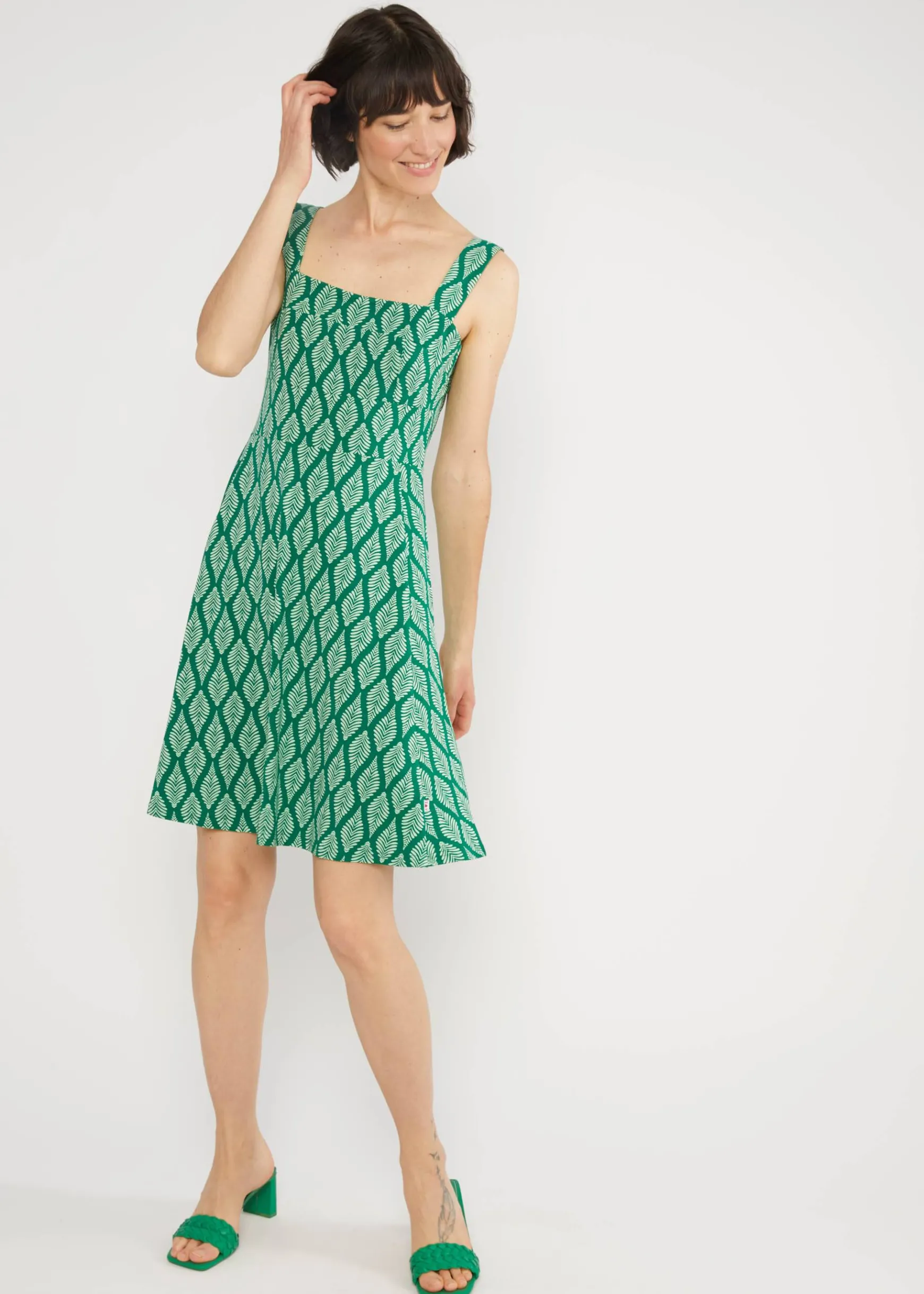 Damen Blutsgeschwister Jerseykleider|Knielange Kleider|Sommerkleid Strapteaserette