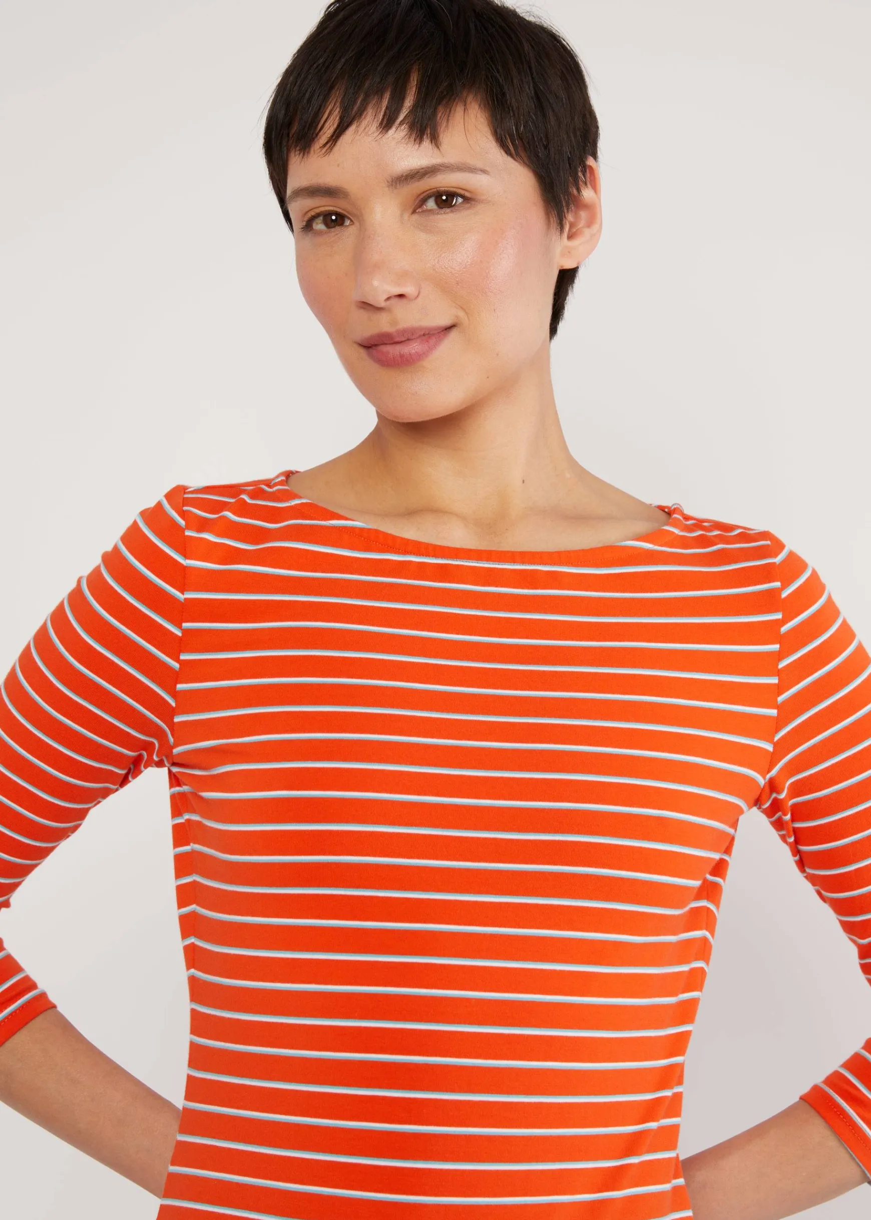 Damen Blutsgeschwister 3/4-Arm|Rundhals|Streifenshirt Oh Marine
