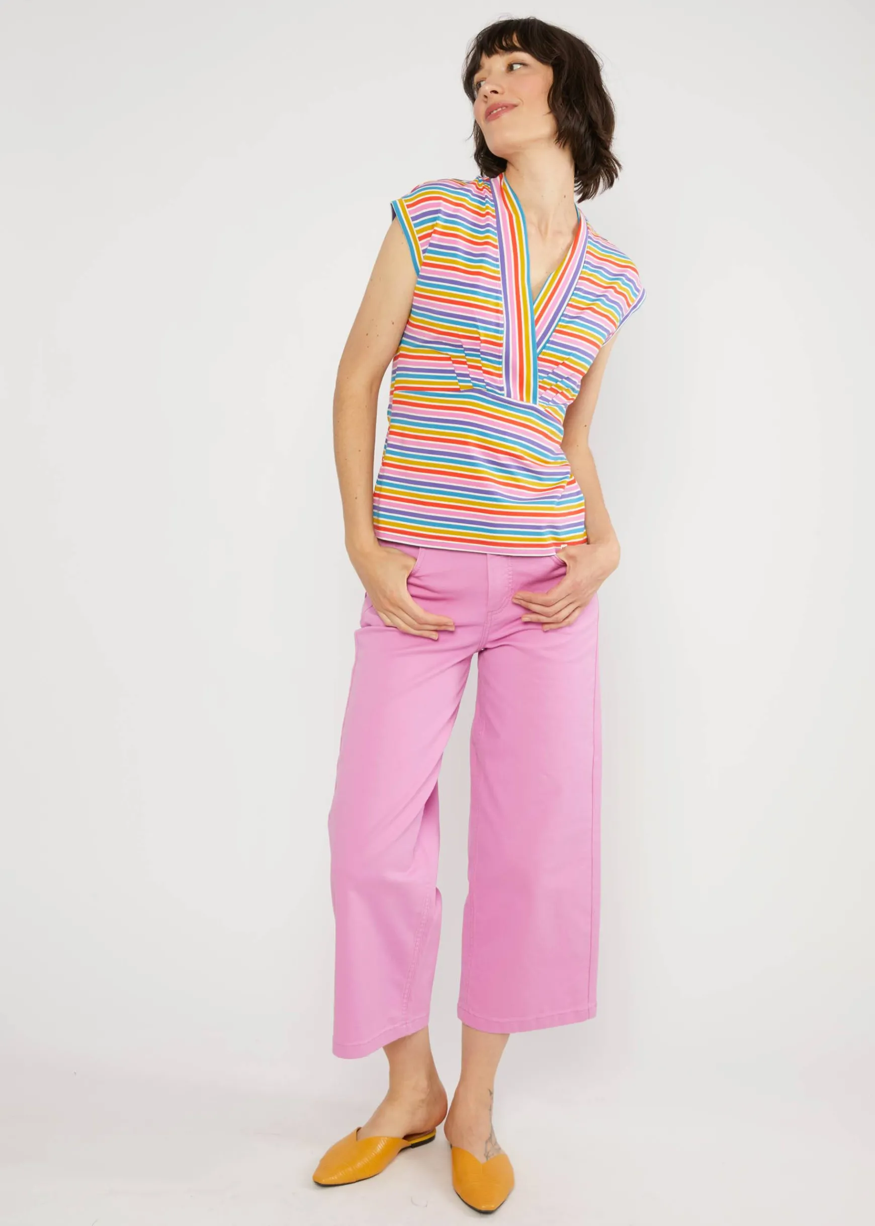 Damen Blutsgeschwister T-Shirts|V-Ausschnitt|Streifenshirt Virgin Venus