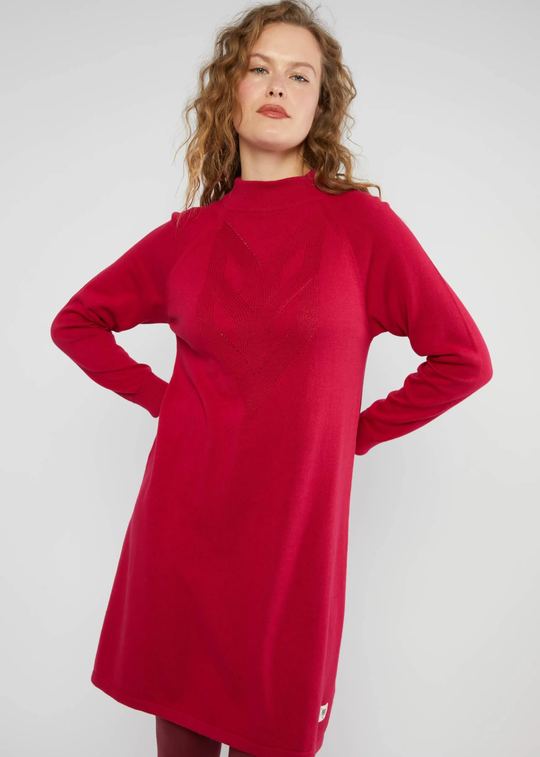 Damen Blutsgeschwister Strickkleider|Knielange Kleider|Strickkleid Braided and Easy