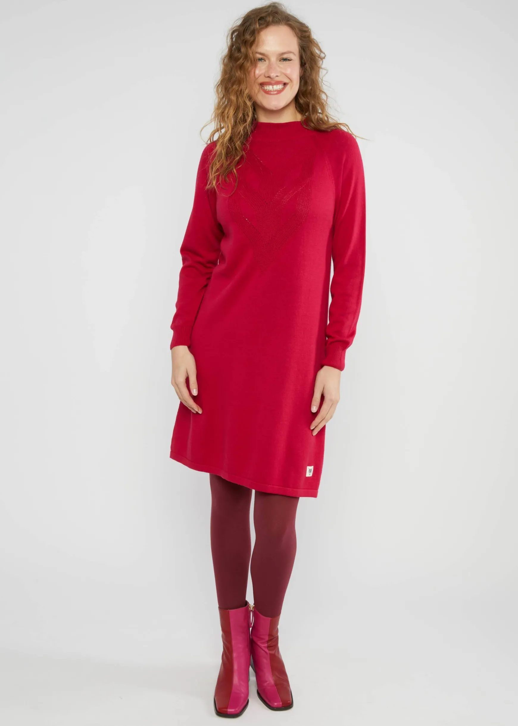 Damen Blutsgeschwister Strickkleider|Knielange Kleider|Strickkleid Braided and Easy