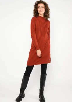 Damen Blutsgeschwister Strickkleider|Knielange Kleider|Strickkleid Braided and Easy