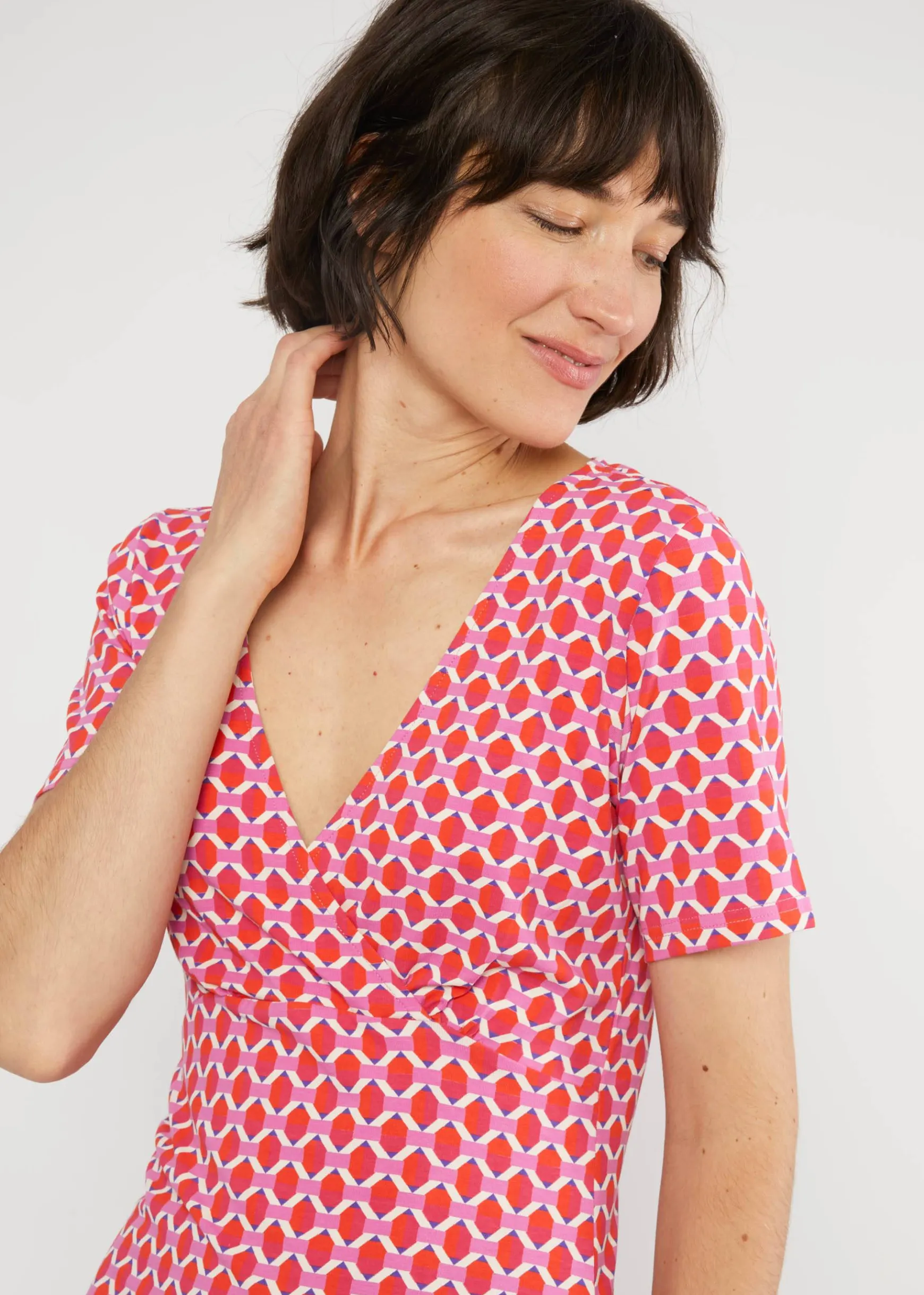 Damen Blutsgeschwister T-Shirts|V-Ausschnitt|T-Shirt Mon Soleil Cache